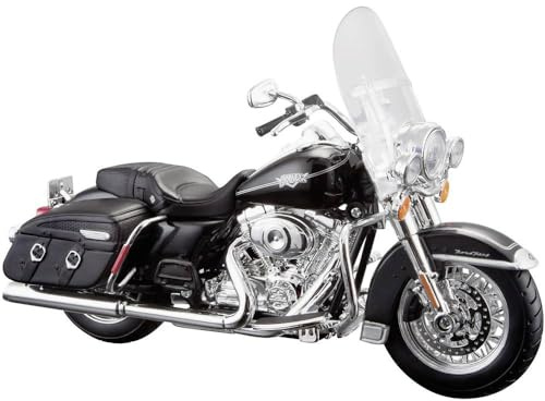 Bauer Spielwaren 2049728 Maisto Harley-Davidson FLHRC Road King Classic 2013: Motorradmodell 1:12, mit Lenkung, beweglichem Ständer und frei rollenden Rädern, schwarz (532322)