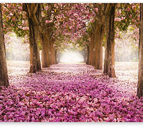 Wallpaper, Wall Mural Abstraction Nature 350x256 cm / 137.8 x 96.5 | Non-Woven Premium Art Print Fleece Wall Mural Decoration Poster Picture Design Modern, Botanical Way Trees Pink
