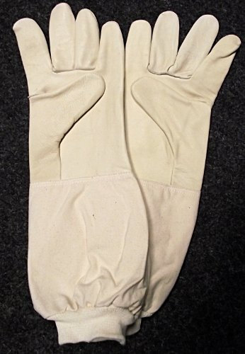 Imkerhandschuhe - echtes, kräftiges und weich gearbeitetes Leder mit extra langer Stulpe - Größe 7