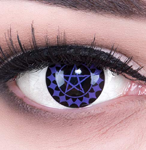 Meralens 1 Paar Farbige Anime Sharingan Kontaktlinsen Lila Butler in lila schwarz perfekt zu Manga Hereos of Cosplay, Halloween mit gratis Kontaktlinsenbehälter lilane 12 Monatslinsen ohne Stärke