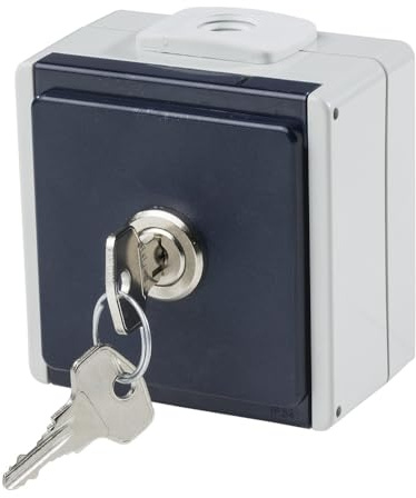 as - Schwabe 1-fach Steckdose abschließbar - Aufputzsteckdose - 230V/10A | IP54 - Feuchtraumsteckdose mit Schloß - UV-beständig - Anschluss Leitungen bis max. 2,5mm² - grau - Made in Germany, 62461