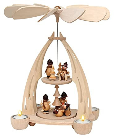 Dekohelden24 Pirámide de Mesa Figuras, Aprox. 35 cm, Madera, diseño de muñecos de Nieve