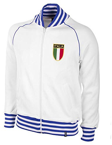 Copa da Uomo Italia 1982 Retro Football Jacket, Uomo, Italy 1982, White/Blue, XL