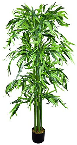 Decovego Künstlicher Bambus, Kunstpflanze, 140 cm, Tropische Deko für Wohn- & Büroräume, Allergikerfreundlich & Pflegeleicht