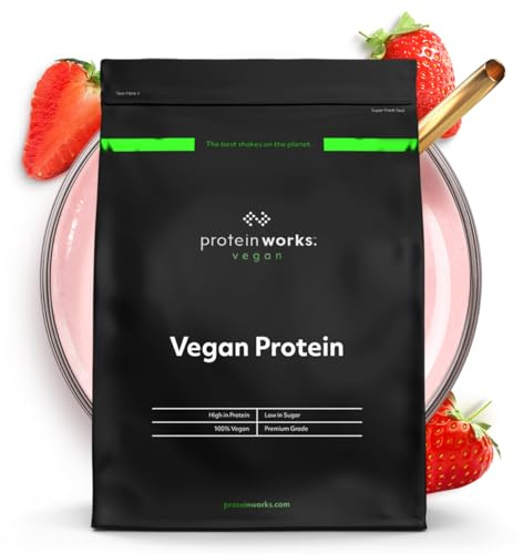 Protein Works - Vegan Protein Powder, Strawberries 'n' Cream, 16 Servings, 100% Plant Based & Natural, Premium Multi-Protein Blend, Low Fat Shake, Low Calorie Shake, 500g