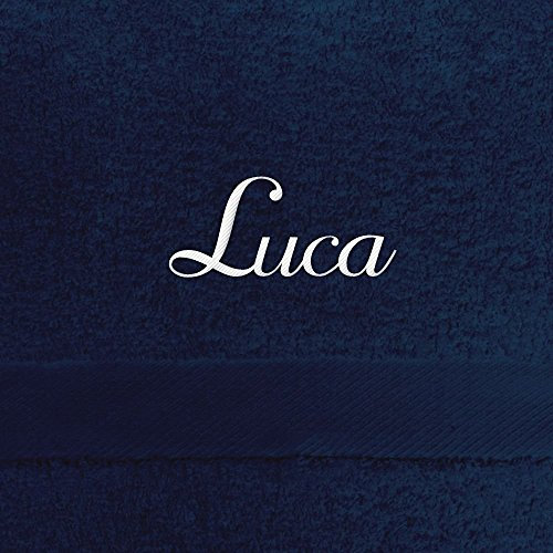 digital print Gästehandtuch mit Namen Luca Bestickt, 40x60 cm, dunkelblau, extra Flauschige 550 g/qm Baumwolle (100%), Handtuch mit Namen besticken, Gästetuch mit Bestickung