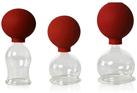 Lauschaer Glas 3er Schröpfglas-Set mit Ball 40-50-60mm zum professionellen, medizinischen, feuerlosen Schröpfen mundgeblasen, handgeformt