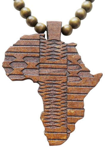 Hanessa, Gioiello marrone, da donna e da uomo, collana di perle, africana, mappa dell'Africa, in legno, regalo per la compagna/la fidanzata/il partner