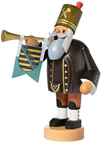 KWO Olbernhau 21185 Räuchermann Bergmann mit Trompete, 20 cm
