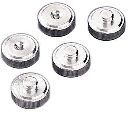 Hama 5er-Set Wechselteller/Adapter für Fotozubehör mit A 3/8“ Gewinde, Metall, Silber