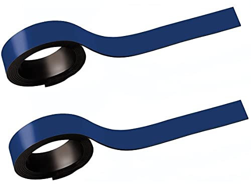 MAUL Striscia magnetica, 1 x 100 cm (2 pezzi), nastro magnetico autoadesivo su superfici magnetiche, nastro magnetico ritagliabile individualmente, scrivibile con pennarello, blu