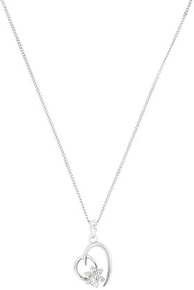 Amor Kette mit Anhänger 925 Sterling Silber Damen Halsschmuck, mit Zirkonia synth., 42 cm, Silber, Herz, Kommt in Schmuck Geschenk Box, 9188499