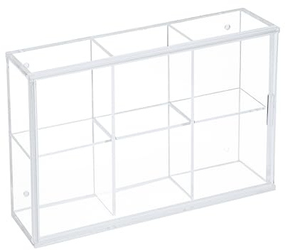 SAFE Acryl-Kleinvitrine mit 6 Fächern und Schiebetür | Rahmenlose Vitrine zum Stellen oder Hängen, außen 180 x 115 x 45 mm, 6 Fächer à 55 x 55 x 42 mm