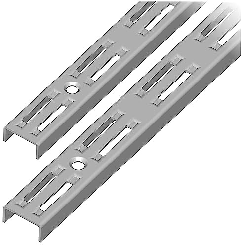 Element System WANDSCHIENE 2-reihig – stabile Aufhängeschienen zur flexiblen Montage von Regalsystemen, für Wandregale – 150 cm, Stahl weißaluminium, 2 Stk
