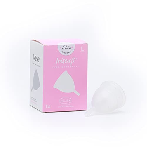 Irisana - Copa Menstrual - Talla L - Transparente - 8,5 x 4,5 x 9,5 cm - De 100% Silicona Quirúrgica - Compatible con DIU - Ecológica - Modelo Iriscup