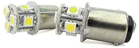 CARALL 2 Pièces Lampe LED Bateau Nautique BA15D B15D 12V 24V 2W Pas de Polarité Pieds Droits 8 Smd 5050 Baïonnette G18 [Classe d'efficacité énergétique A] (Blanc froid 6000k)