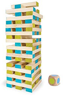 Großer Turm mit Würfel - Kinder Geschicklichkeitsspiel - Mit Blöcke Tasche Würfel - Spielzeug für Draußen