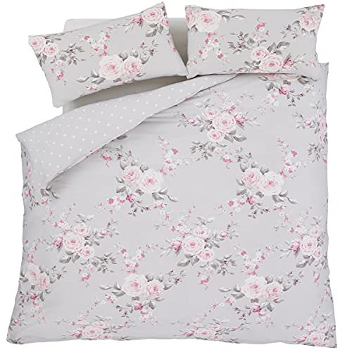 Catherine Lansfield Couvre-lit - Motif Canterbury, Facile à Entretenir, Polyester, Gris, Bedspread - 240x260cm