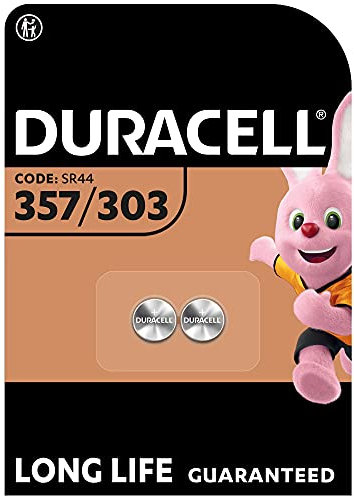 Duracell pilas especiales de óxido de plata 357/303 de 1,55 V (paquete de 2) (SR44/V357/V303/SR44W/SR44SW), diseñadas para su uso en relojes, calculadoras y dispositivos médicos