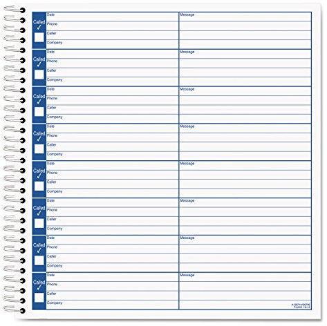 TOPS Spiral Voice Log Book, 2-Sided, 1-Part, 8.5 x 8.25 Inches, 8 Messages per Page, 800-Book (4416), Manila