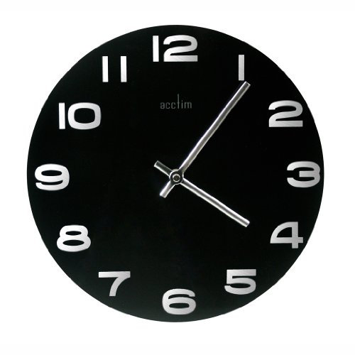 Acctim Mika Wall Clock Quartz Open Dial Mirrored Numerals Black 30cm 27003