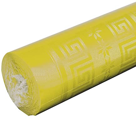 Pro Nappe - Ref R485020I - Mantel de Papel Damasco desechable en Rollo 50 M Largo X 1,20 M Ancho - Color Amarillo - Papel Damasco con Estampado Universal Chic y clásico