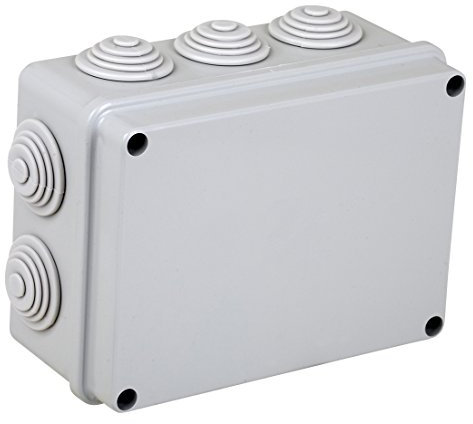 Electraline Surface-Mount Distribution Box, 150 x 110 mm, Grey, IP55, Kunststoff, Water Resistant, Rectangular Junction Box with Stepped Tips