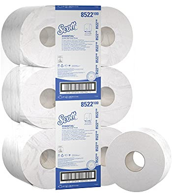 Scott Essential Jumbo Toilettenpapierrolle 8522 – Jumbo-Rolle Toilettenpapier – 12 Rollen x 474 Blatt 2-lagigen Toilettenpapiers (2.160m gesamt)