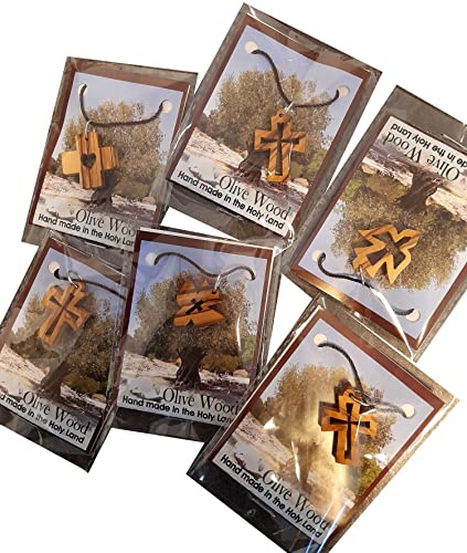 CleanPrince Kreuzketten 2 Stück Holzkreuz Anhänger an Kette in Universalgröße Olivenholz Kreuz Taube Kreuzanhänger Kommunionketten