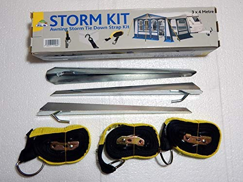 CARAVAN AWNING TENT GAZEBO STORM TIE DOWN KIT WITH 3 STRAPS CAM BUCKLE OP -BG400