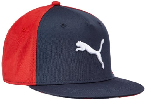 PUMA Tween Graphic - Cappello da Bambino, Visiera Piatta, Grigio (Ombre Blue/High Risk Red), Taglia Unica