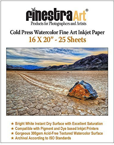 16 X 20 Cold Press Watercolor Fine Art Inkjet Paper - 25 Sheets