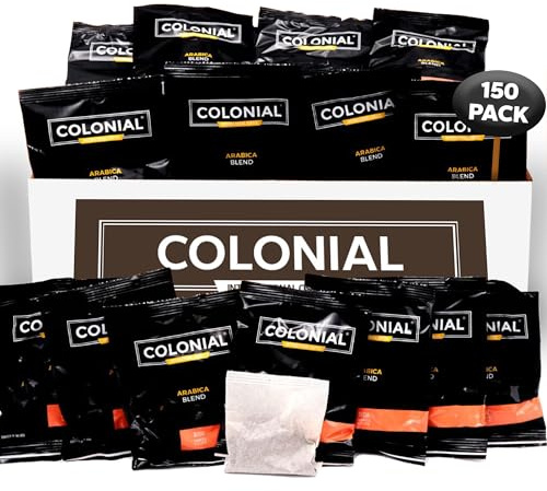 Colonial In-Room Decaf Ground Coffee Filter Packs for Hotel Rooms, Decaffeinated Dark Roast, 0.50 Ounce (Pack of 150), Use with 4-Cup Drip Coffee Machine