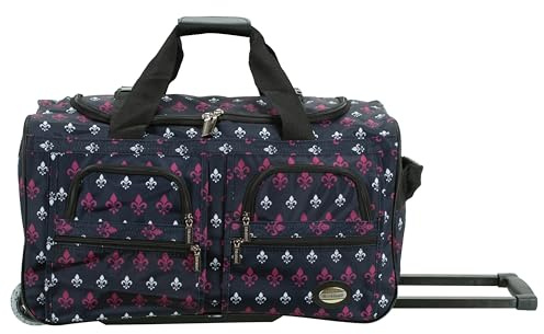 Rockland Sac de Sport à Roulette, Reisetasche mit Rollen, Gris Clair, Bordeaux, 55,9 cm (22