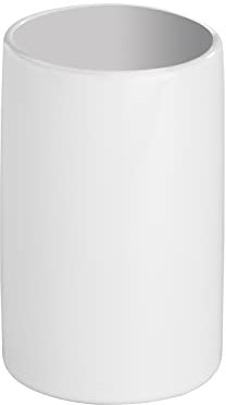 WENKO Zahnputzbecher Polaris, hochwertiger Zahnbürstenhalter für Zahnbürste und Zahnpasta aus edler Keramik, Ø 7,5 x 11,2 cm, Weiß