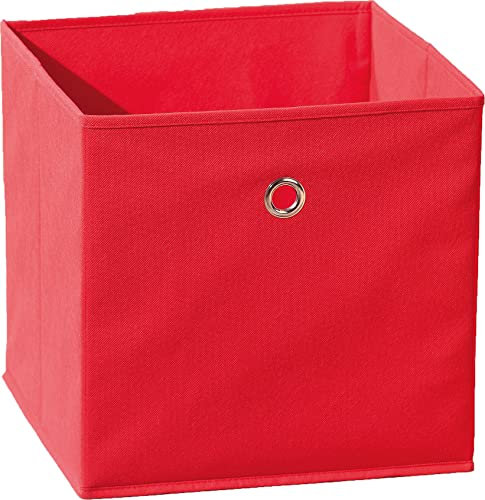 Inter Link - Caja de almacenaje plegable - Portaobjetos plegable - Caja de almacenaje para separador de ambientes o estantería - 32 x 32 x 32 cm - Con orificio para el dedo - Winny - Rojo