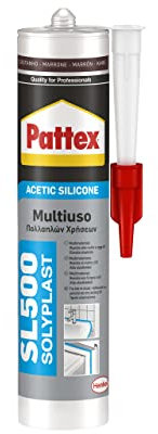 Pattex Sigillante Silicone Acetico Multiuso SL 500, Antimuffa, per Sanitari, Docce, Cucine, Bagni, Piastrelle in Ceramiche, Serramenti, Installazioni Idrauliche, Sigillante Marrone, Cartuccia 300 ml