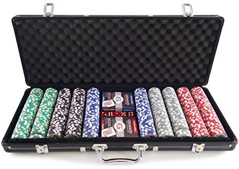 Grimaud Smir 360355 Casino-Set World Poker Tour, schwarzer Aluminium-Koffer, Poker, 500 amerikanische jetons