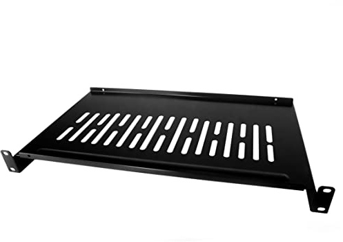 BIGtec 19 Fachboden Ablageboden Einlageboden Boden 1 HE schwarz Tiefe 250mm Nutzbreite 430mm für Wandgehäuse Netzwerkschränke Serverschränke Rack-Rahmen RAL9005 Traglast 10kg 19 Zoll