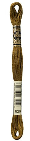DMC 117-829 6 Strand Embroidery Cotton Floss, Very Dark Golden Olive, 8.7-Yard