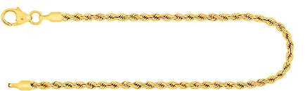 EDELIND Armband 585 Gold für Damen Bracelet Kordelkette hohl 2.1 mm 14K Gelbgold Armkette mit Federringverschluss, Länge 18.5 cm Feines Goldarmband mit Schmuck Geschenk Box Made in Germany