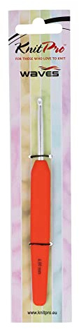 KnitPro 30909 Häkelnadel Softgriff Aluminium silber Waves 4 mm, tangerine