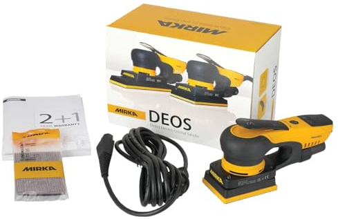 Mirka DEOS 343CV / orbital sander with central suction and Grip/for 75x100mm sandpaper / 230V / Orbit 3,0 / UK-Plug