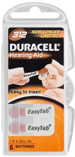 foto-kontor Duracell V312 1,4V Zink Luft Knopfzellen Hörgeräte Batterien 6er Pack ersetzt PR41 PR312 DA312N6