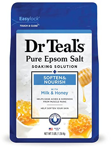 Dr. Teal's Epsom Salt Soaking Solution, Soften & Nourish with Milk and Honey, 48oz
