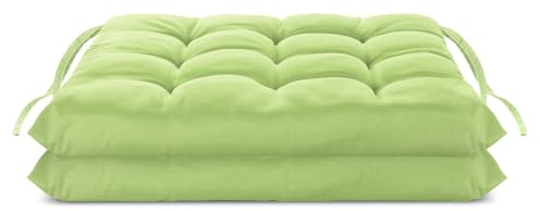 Brandsseller Lot de 2 Coussin de chaise 40x40 cm Coussin d'assise Rembourrage de chaise avec Fixations Décoration pour l'intérieur et l'extérieur piqué - Vert