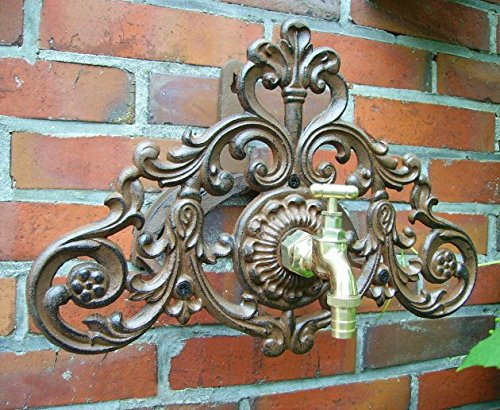 DR-521 SCHLAUCHHALTER MIT Wasserhahn GUSSEISEN ANTIK LANDHAUSSTIL Garten NEU