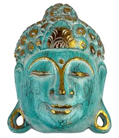 Buddha - Maschera turchese Wash, realizzata a mano in legno Bali, maschera da parete, 25 o 35 cm (25 cm)