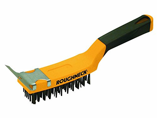 Roughneck ROU52042 Carbon Steel Wire Brush with Soft Grip & Scraper