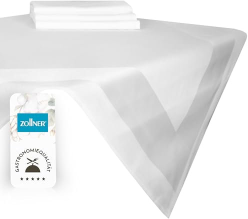 ZOLLNER 4er Set Damast Tischdecken in 100x100 cm aus Baumwolle - hochwertige Mitteldecke - klassisch und robust - aus strapazierfähigem Vollzwirn - waschbar bis 95°C - Hotelqualität